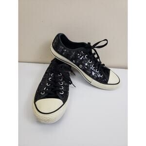 Converse Chuck Taylor All Star Women Shoes Size 8 Black Sequin Low Top Sneakers